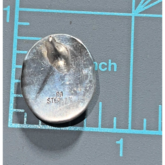 Native American Sterling Silver Inlay Turquoise Earrings RB Richard Begay - Picture 6 of 6